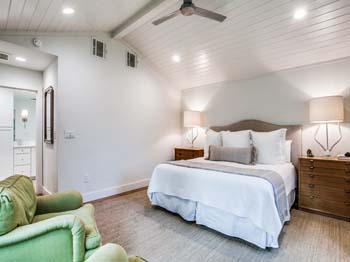 A spacious contemporary master bedroom suite