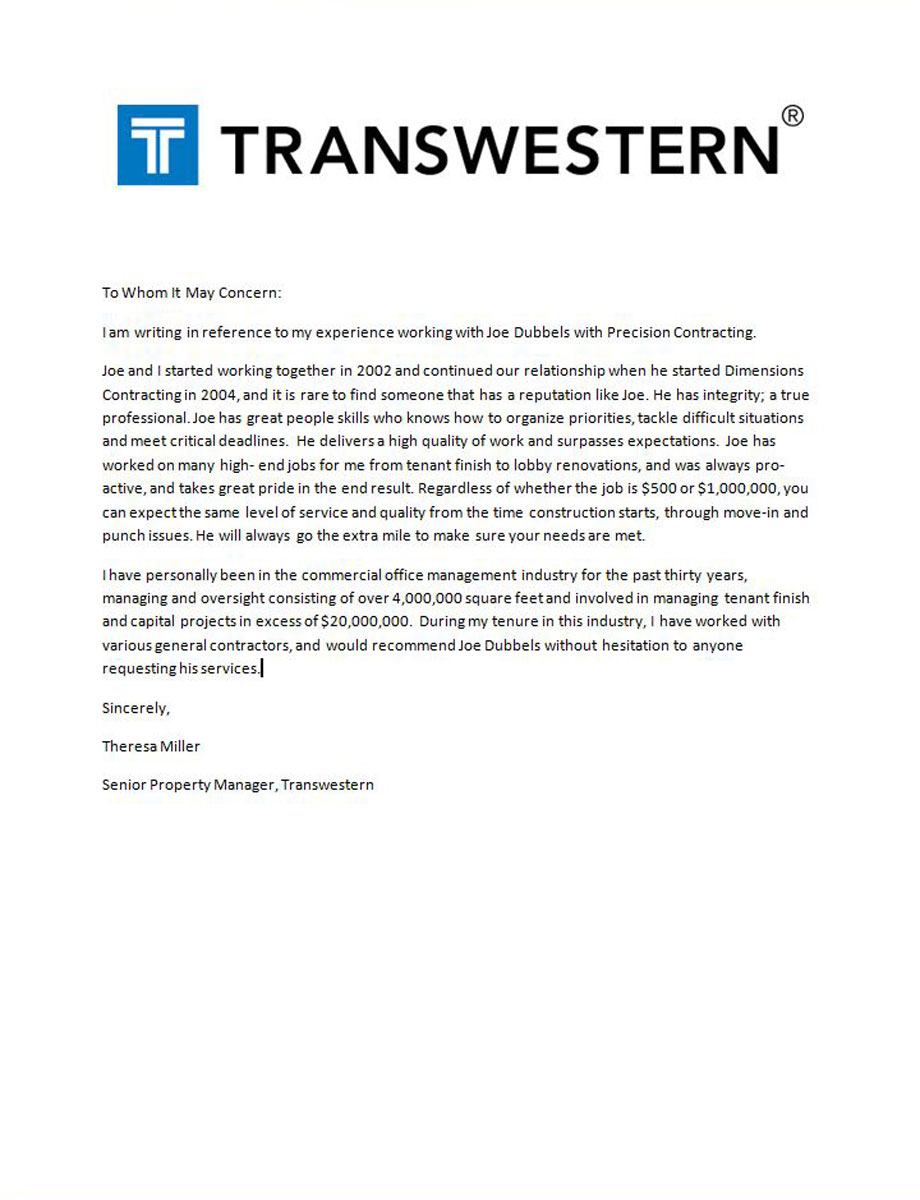 Transwestern Contractor Review